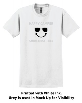Christmas Tree Happy Camper Tie Dye White Tee