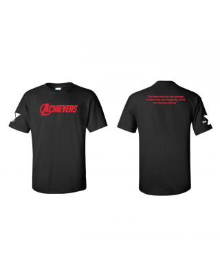 ADULT Achivers Swag Shirt w/ Red Text - Gildan 64000 Black