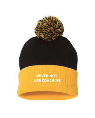 Never Not Life Coaching Pom Beanie - Sportsman SP15 Black/Gold