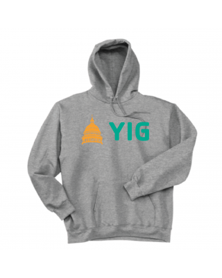 ADULT YIG Capital Hoodie Orange Green - Hanes F170 Steel Grey