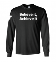 Y University Believe Achieve Long Sleeve - Gildan 2400 Black