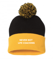Never Not Life Coaching Pom Beanie - Sportsman SP15 Black/Gold