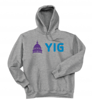 ADULT YIG Capital Hoodie Purple Blue - Hanes F170 Steel Grey