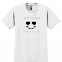 Christmas Tree Happy Camper Tie Dye White Tee