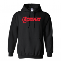 ADULT Achivers Swag Shirt w/ Red Text Hoodie - Gildan 18500 Black