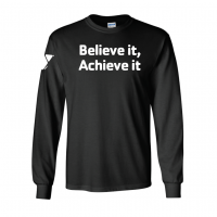 Y University Believe Achieve Long Sleeve - Gildan 2400 Black