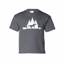 YOUTH Gathering Pines Horse Tee - Gildan 2000B Charcoal 