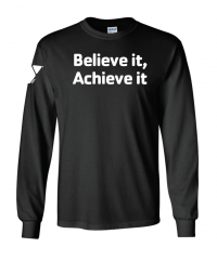 Y University Believe Achieve Long Sleeve - Gildan 2400 Black