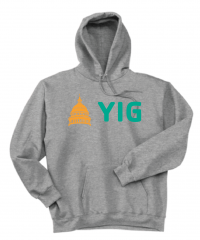 ADULT YIG Capital Hoodie Orange Green - Hanes F170 Steel Grey