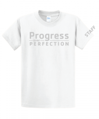 Progress Over Perfection Staff Tie Dye Tee - PC61 White